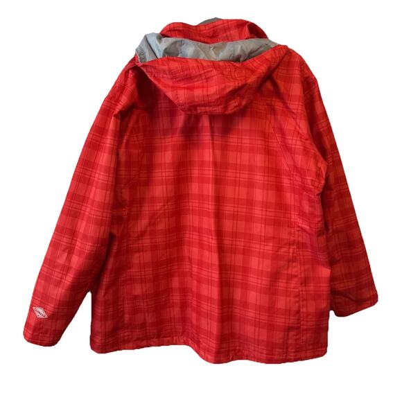 Columbia Interchange Women’s 3X Omni Tech Waterproof Breathable Red Plaid Jacket - Picture 4 of 13